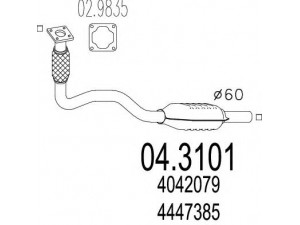 MTS 04.3101 katalizatoriaus keitiklis 
 Išmetimo sistema -> Katalizatoriaus keitiklis
4042079, 4411292, 4447385