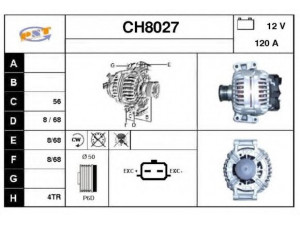 SNRA CH8027 kintamosios srovės generatorius 
 Elektros įranga -> Kint. sr. generatorius/dalys -> Kintamosios srovės generatorius
15001, A0121544802, A0131540802
