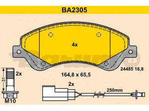 BARUM BA2305 stabdžių trinkelių rinkinys, diskinis stabdys 
 Techninės priežiūros dalys -> Papildomas remontas
1371403, 1433954, 1554523, 1560023