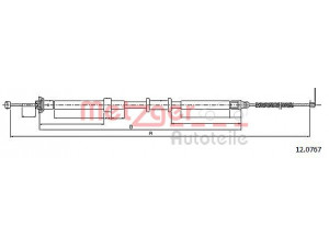 METZGER 12.0767 trosas, stovėjimo stabdys 
 Stabdžių sistema -> Valdymo svirtys/trosai
51900393