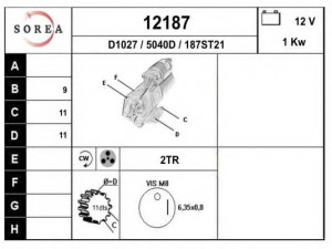 EAI 12187 starteris 
 Elektros įranga -> Starterio sistema -> Starteris
L81318400, M0T90981