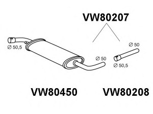 VENEPORTE VW80207 vidurinis duslintuvas 
 Išmetimo sistema -> Duslintuvas
017142409C, 023253409D, 023253409F