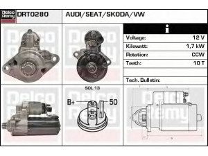 DELCO REMY DRT0280 starteris 
 Elektros įranga -> Starterio sistema -> Starteris
02E911023H