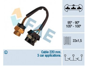 FAE 38050 temperatūros jungiklis, radiatoriaus ventiliatorius 
 Aušinimo sistema -> Siuntimo blokas, aušinimo skysčio temperatūra
1341019, 90347532