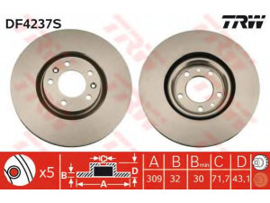 TRW DF4237S stabdžių diskas 
 Stabdžių sistema -> Diskinis stabdys -> Stabdžių diskas
4246V5, 9633114780