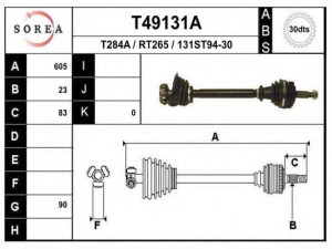 EAI T49131A kardaninis velenas 
 Ratų pavara -> Kardaninis velenas
7700862713, 7701351952