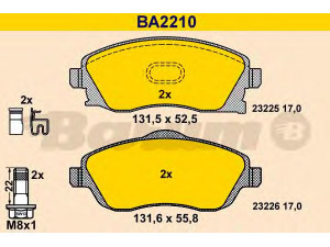 BARUM BA2210 stabdžių trinkelių rinkinys, diskinis stabdys 
 Techninės priežiūros dalys -> Papildomas remontas
16 05 081, 16 05 092, 16 05 964