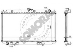 SOMORA 193442 radiatorius, variklio aušinimas 
 Aušinimo sistema -> Radiatorius/alyvos aušintuvas -> Radiatorius/dalys
21400BN302, 21410BN300, 21410BN301