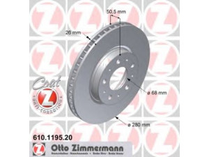 ZIMMERMANN 610.1195.20 stabdžių diskas 
 Dviratė transporto priemonės -> Stabdžių sistema -> Stabdžių diskai / priedai
271 788, 271 788 2, 271 788.0, 31 262 092