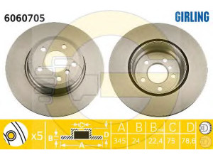 GIRLING 6060705 stabdžių diskas 
 Dviratė transporto priemonės -> Stabdžių sistema -> Stabdžių diskai / priedai
34216771971, 34216793246