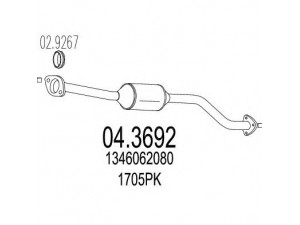 MTS 04.3692 katalizatoriaus keitiklis 
 Išmetimo sistema -> Katalizatoriaus keitiklis
1346062080, 1705PK, 1346062080