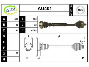 SERA AU401 kardaninis velenas 
 Ratų pavara -> Kardaninis velenas
8D0407272AP, 8D0407452V, 8D0407452X