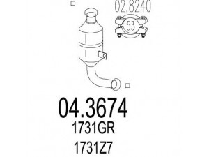 MTS 04.3674 katalizatoriaus keitiklis 
 Išmetimo sistema -> Katalizatoriaus keitiklis
1731GR, 1731R8, 1731Z7