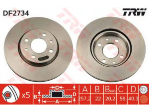 TRW DF2734 stabdžių diskas 
 Dviratė transporto priemonės -> Stabdžių sistema -> Stabdžių diskai / priedai
0000060812137, 46401356, 46831041