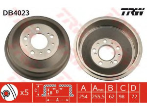 TRW DB4023 stabdžių būgnas 
 Stabdžių sistema -> Būgninis stabdys -> Stabdžių būgnas
4389374, 4449694, 424722, ZF4449694