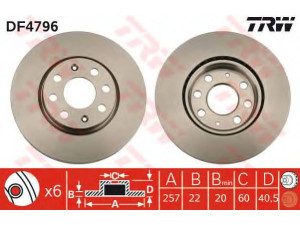 TRW DF4796 stabdžių diskas 
 Dviratė transporto priemonės -> Stabdžių sistema -> Stabdžių diskai / priedai
0000055700918, 51806099, 51830236