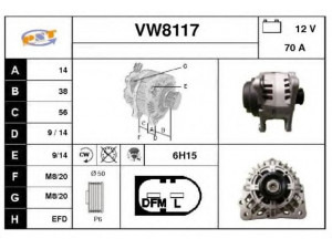 SNRA VW8117 kintamosios srovės generatorius 
 Elektros įranga -> Kint. sr. generatorius/dalys -> Kintamosios srovės generatorius