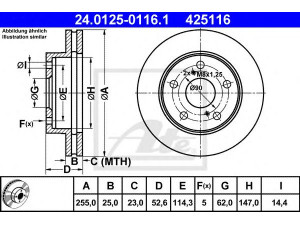 ATE 24.0125-0116.1 stabdžių diskas 
 Dviratė transporto priemonės -> Stabdžių sistema -> Stabdžių diskai / priedai
43512-28060