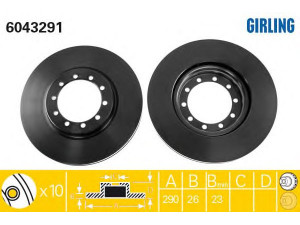 GIRLING 6043291 stabdžių diskas 
 Dviratė transporto priemonės -> Stabdžių sistema -> Stabdžių diskai / priedai
5010260603
