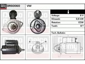 DELCO REMY DRS0060 starteris 
 Elektros įranga -> Starterio sistema -> Starteris
111911021B, 111911021C, 113911021B