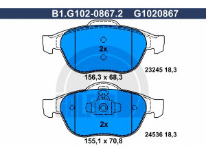 GALFER B1.G102-0867.2 stabdžių trinkelių rinkinys, diskinis stabdys 
 Techninės priežiūros dalys -> Papildomas remontas
41 06 007 56R, 77 01 209 101, 77 01 209 672