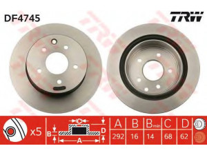 TRW DF4745 stabdžių diskas 
 Dviratė transporto priemonės -> Stabdžių sistema -> Stabdžių diskai / priedai
432068H304, 432068H305, 432068H700