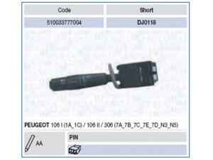 MAGNETI MARELLI 510033777004 vairo kolonėlės jungiklis 
 Vidaus įranga -> Rankinės/kojinės svirties sistema
625345
