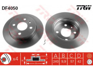 TRW DF4050 stabdžių diskas 
 Dviratė transporto priemonės -> Stabdžių sistema -> Stabdžių diskai / priedai
569108, 569111, 90498304, 9117771