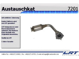 LRT 7201 katalizatoriaus keitiklis 
 Išmetimo sistema -> Katalizatoriaus keitiklis
1.006.113, 1.068.711, 1E05-20-500