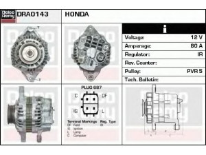 DELCO REMY DRA0143 kintamosios srovės generatorius 
 Elektros įranga -> Kint. sr. generatorius/dalys -> Kintamosios srovės generatorius
31100-PWA-004, 31100-RSH-004, AHGA56