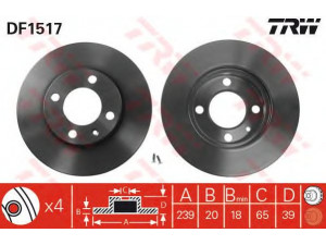 TRW DF1517 stabdžių diskas 
 Dviratė transporto priemonės -> Stabdžių sistema -> Stabdžių diskai / priedai
321615301A, 321615301B, 321615301C