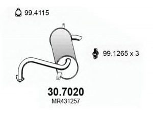 ASSO 30.7020 galinis duslintuvas 
 Išmetimo sistema -> Duslintuvas
MR431257