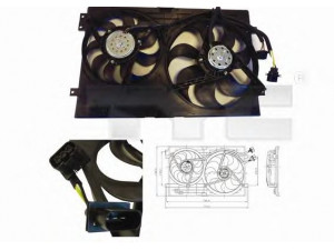 TYC 837-0024 ventiliatorius, radiatoriaus 
 Aušinimo sistema -> Oro aušinimas
1C0959455C, 1J0121205B, 1J0121206C