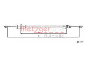 METZGER 10.4736 trosas, stovėjimo stabdys 
 Stabdžių sistema -> Valdymo svirtys/trosai
1400813580, 474622