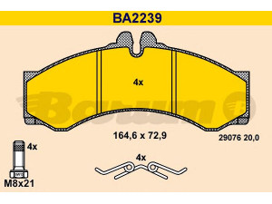 BARUM BA2239 stabdžių trinkelių rinkinys, diskinis stabdys 
 Techninės priežiūros dalys -> Papildomas remontas
0 5103 790AA, 5103 790AA, 002 420 41 20