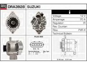 DELCO REMY DRA3928 kintamosios srovės generatorius 
 Elektros įranga -> Kint. sr. generatorius/dalys -> Kintamosios srovės generatorius
A5TA6191, 31400-75F00, 31400-75F01