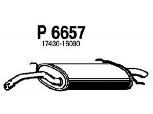 FENNO P6657 galinis duslintuvas 
 Išmetimo sistema -> Duslintuvas
17430-16090, 17430-63110, 17430-64200