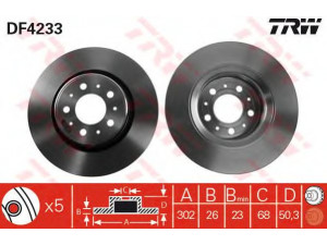 TRW DF4233 stabdžių diskas 
 Stabdžių sistema -> Diskinis stabdys -> Stabdžių diskas
272276, 2722767, 31262095