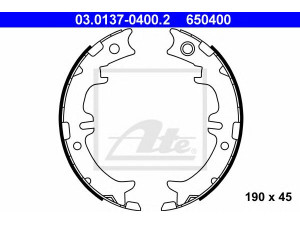 ATE 03.0137-0400.2 stabdžių trinkelių komplektas, stovėjimo stabdis 
 Stabdžių sistema -> Rankinis stabdys
46540-28010, 46540-44010, 46540-50010