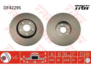 TRW DF4229S stabdžių diskas 
 Dviratė transporto priemonės -> Stabdžių sistema -> Stabdžių diskai / priedai
7701206614, 8200007122
