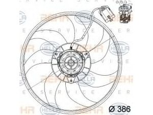 HELLA 8EW 351 039-701 ventiliatorius, radiatoriaus 
 Aušinimo sistema -> Oro aušinimas
13 41 334, 91 29 965