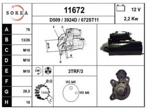 EAI 11672 starteris 
 Elektros įranga -> Starterio sistema -> Starteris
1126987, 1S4U11000AA, 5023587, 5023593