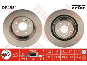 TRW DF4551 stabdžių diskas 
 Dviratė transporto priemonės -> Stabdžių sistema -> Stabdžių diskai / priedai
2204230312, A2204230312