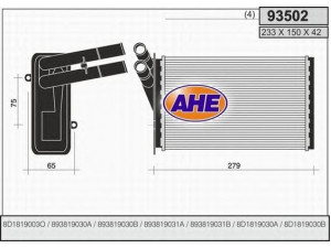 AHE 93502 šilumokaitis, salono šildymas 
 Šildymas / vėdinimas -> Šilumokaitis
893819030A