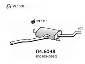 ASSO 04.6048 vidurinis duslintuvas 
 Išmetimo sistema -> Duslintuvas
8D0253409BQ, 8D0253409CG
