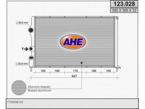 AHE 123.028 radiatorius, variklio aušinimas 
 Aušinimo sistema -> Radiatorius/alyvos aušintuvas -> Radiatorius/dalys
7700838133