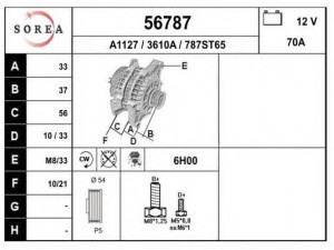 EAI 56787 kintamosios srovės generatorius 
 Elektros įranga -> Kint. sr. generatorius/dalys -> Kintamosios srovės generatorius
09133600