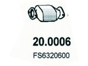 ASSO 20.0006 katalizatoriaus keitiklis 
 Išmetimo sistema -> Katalizatoriaus keitiklis
FS0520600, FS0520600B, FS6320600