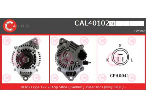 CASCO CAL40102AS kintamosios srovės generatorius 
 Elektros įranga -> Kint. sr. generatorius/dalys -> Kintamosios srovės generatorius
2706011070, 2706011100, 2706011101