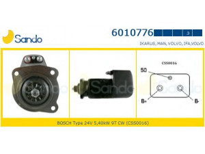 SANDO 6010776.3 starteris 
 Elektros įranga -> Starterio sistema -> Starteris
1178720, 61500090030